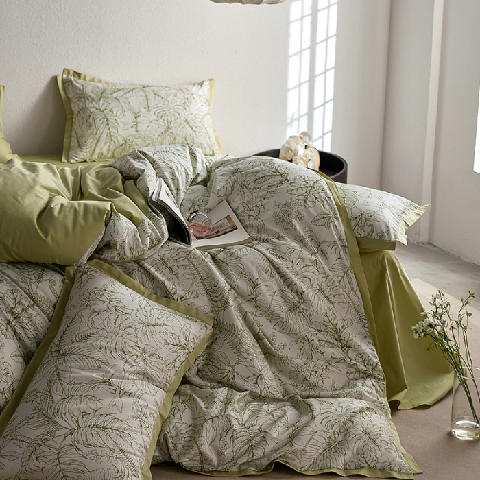 91家纺网 家纺一手货源 找家纺 千朵森2025 新款 A类全棉印花拼角四件套 木果