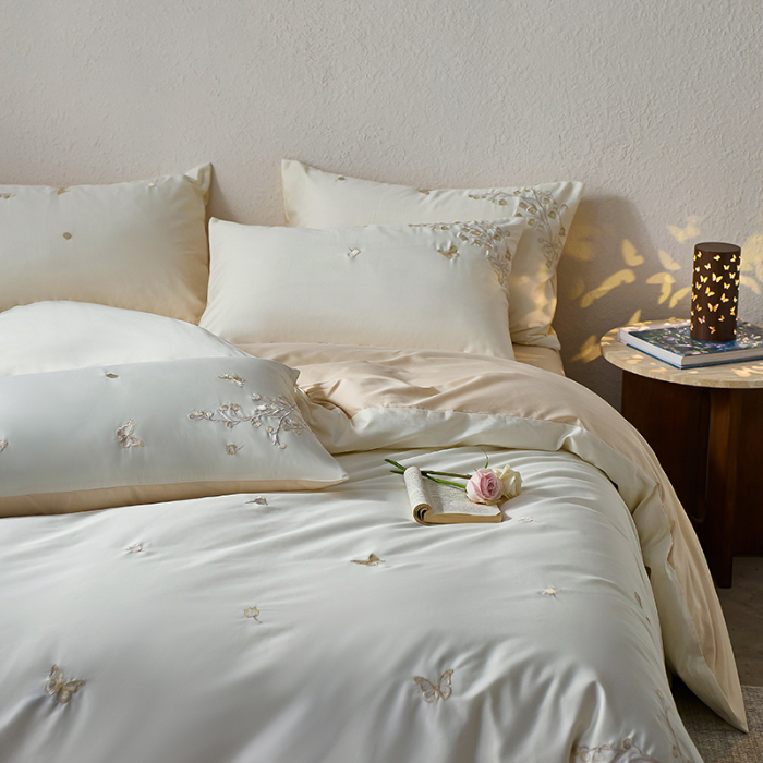 91家纺网 家纺一手货源 找家纺 （总）千朵森2025新款 A类长绒棉刺绣四件套-铃兰花语