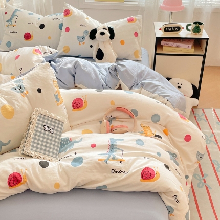 91家纺网 家纺一手货源 找家纺 （总）2025卡通印花亲肤磨毛水洗棉四件套四季通用