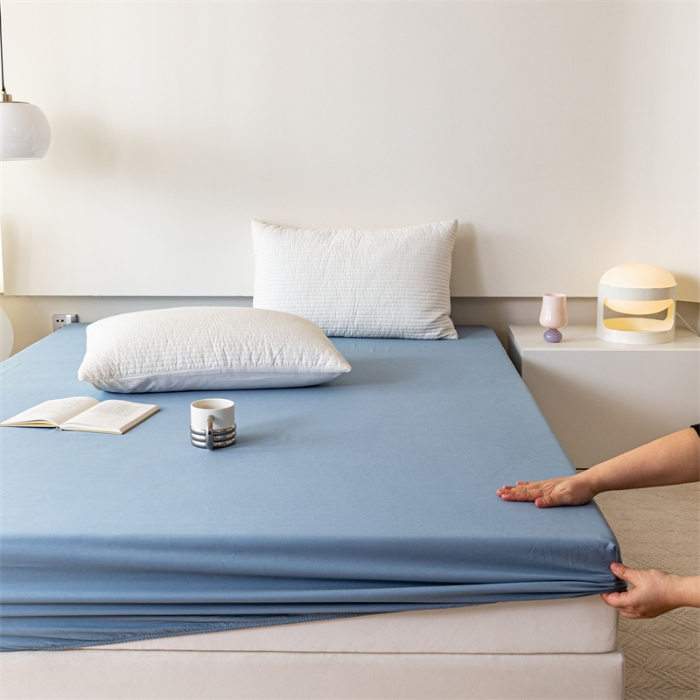 91家纺网 家纺一手货源 找家纺 （总）兰紫橙家纺2025新款纯色40支133*72全棉单品床笠/床笠3件套