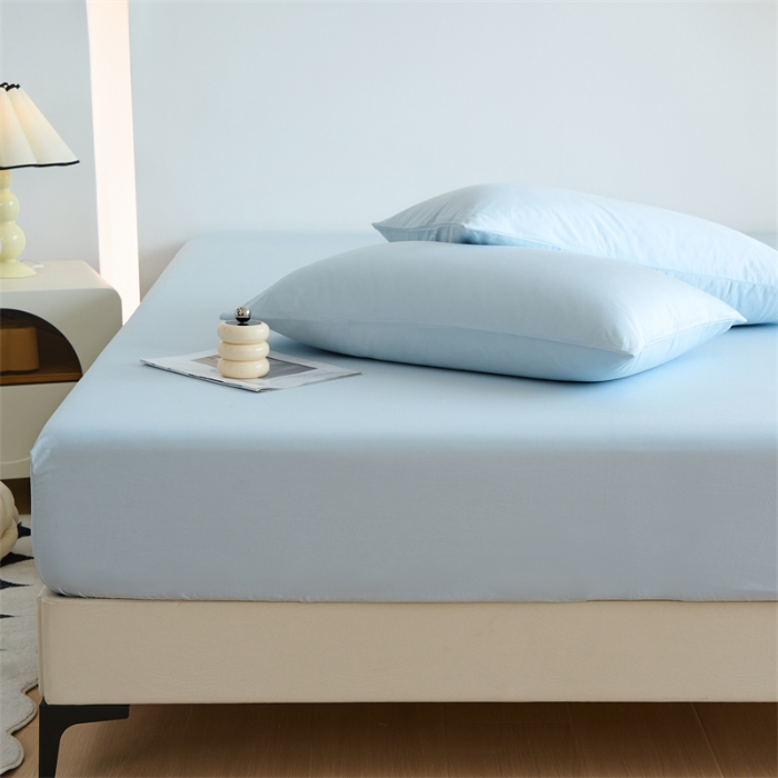 91家纺网 家纺一手货源 找家纺 （总）兰紫橙家纺2025新款纯色40支133*72全棉单品床笠/床笠3件套