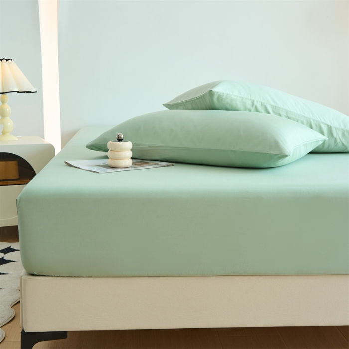 91家纺网 家纺一手货源 找家纺 （总）兰紫橙家纺2025新款纯色40支133*72全棉单品床笠/床笠3件套