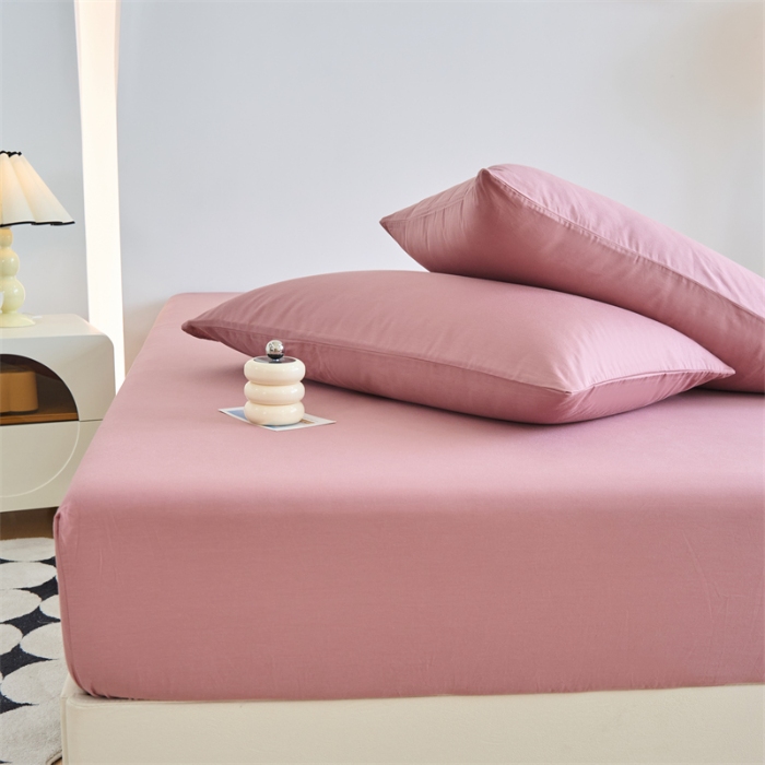 91家纺网 家纺一手货源 找家纺 （总）兰紫橙家纺2025新款纯色40支133*72全棉单品床笠/床笠3件套