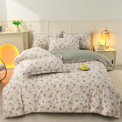 91家纺网 家纺一手货源 找家纺 润淳 2025全棉正宗13376四件套精梳棉印花纯棉三件套13372全棉四件套 蝶恋序