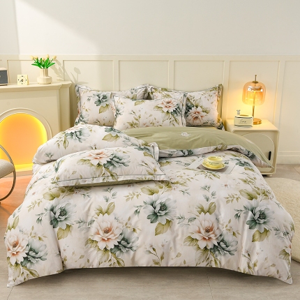 91家纺网 家纺一手货源 找家纺 （总）润淳 2025全棉正宗13376四件套精梳棉印花纯棉三件套13372全棉四件套