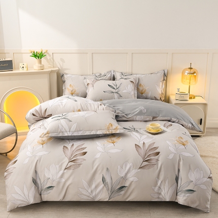 91家纺网 家纺一手货源 找家纺 润淳 2025全棉正宗13376四件套精梳棉印花纯棉三件套13372全棉四件套 醒春集灰