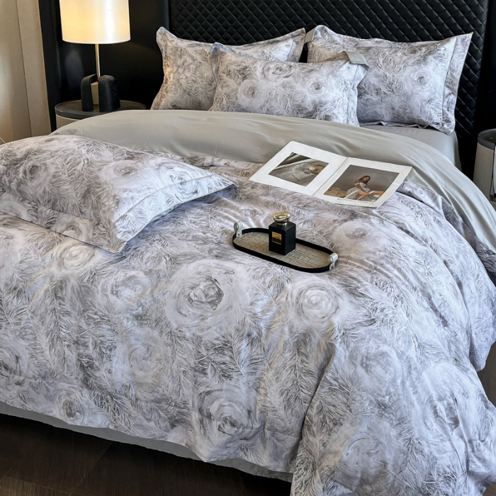 91家纺网 家纺一手货源 找家纺 （总）（控价）2025新款 专版花型 高克重A类 全棉长绒棉数码印花四件套-秘密花园