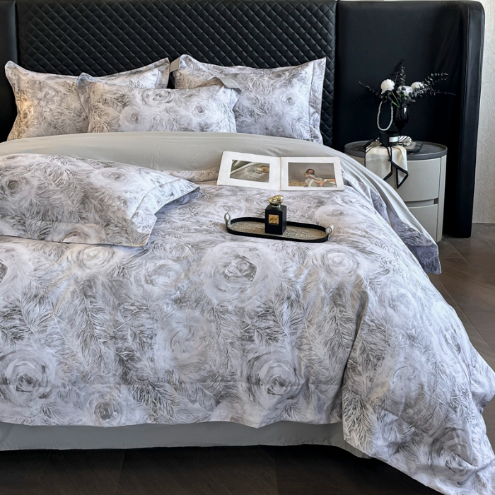 91家纺网 家纺一手货源 找家纺 （总）（控价）2025新款 专版花型 高克重A类 全棉长绒棉数码印花四件套-秘密花园