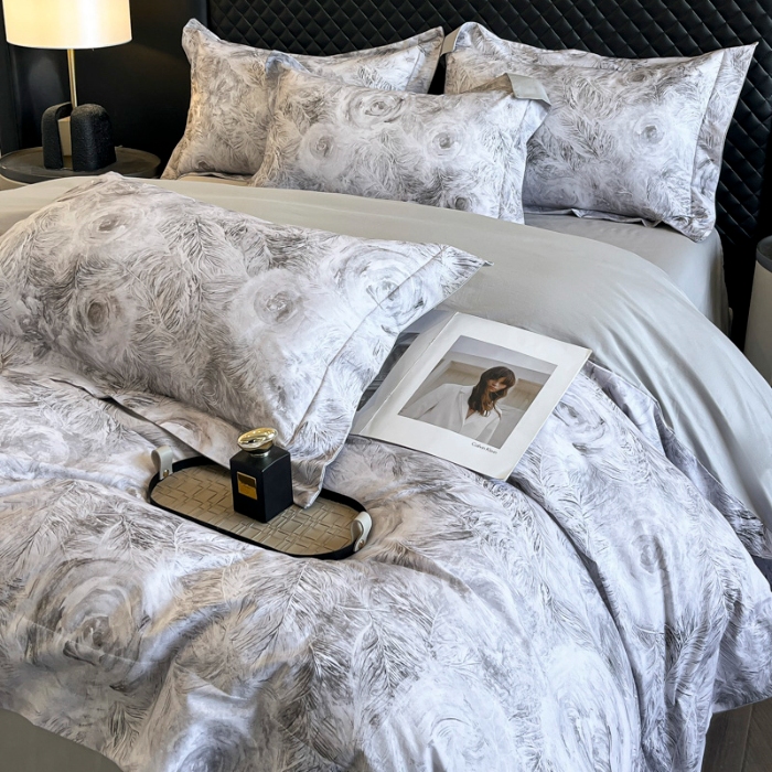 91家纺网 家纺一手货源 找家纺 （总）（控价）2025新款 专版花型 高克重A类 全棉长绒棉数码印花四件套-秘密花园