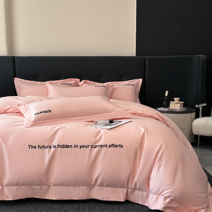 91家纺网 家纺一手货源 找家纺 （总）（控价）2025新款 专版花型 高克重A类 全棉长绒棉精工刺绣四件套-前程似锦