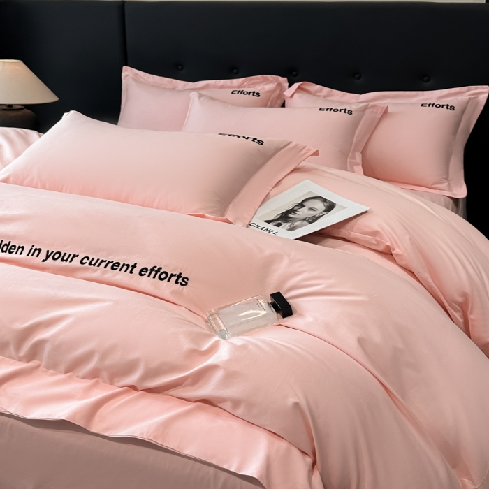 91家纺网 家纺一手货源 找家纺 （总）（控价）2025新款 专版花型 高克重A类 全棉长绒棉精工刺绣四件套-前程似锦