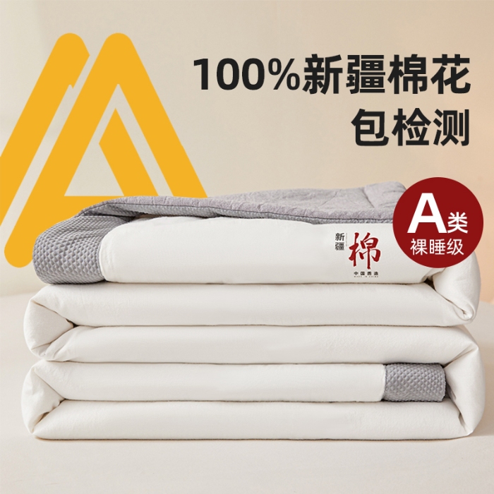 91家纺网 家纺一手货源 找家纺 （总）熙宴家纺 2025新款水洗棉100%新疆棉花夏被-月光白