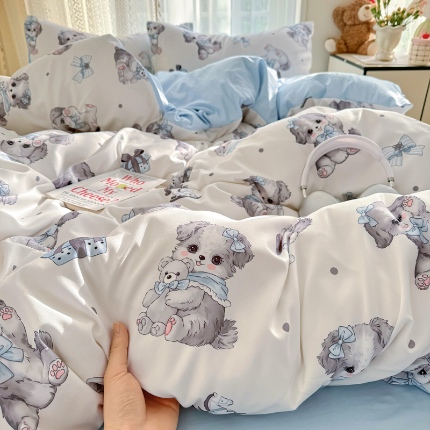 91家纺网 家纺一手货源 找家纺 （总）卡斯诺 2025新款针织棉双层纱四件套（下载文件夹包含买家秀）