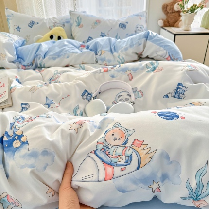 91家纺网 家纺一手货源 找家纺 （总）卡斯诺 2025新款针织棉双层纱四件套（下载文件夹包含买家秀）