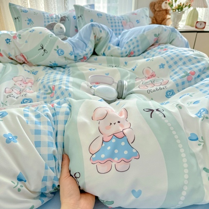 91家纺网 家纺一手货源 找家纺 （总）卡斯诺 2025新款针织棉双层纱四件套（下载文件夹包含买家秀）