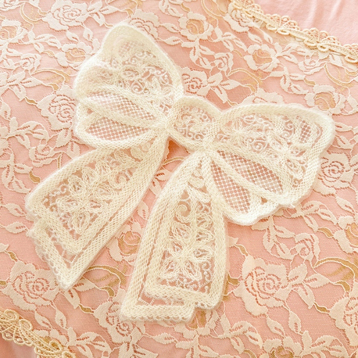 91家纺网 家纺一手货源 找家纺 2025韩版法式公主风水洗棉立体花绣花床盖款四件套蕾丝床盖款夏被四件套  法派甜心—樱花粉 