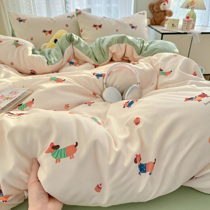 91家纺网 家纺一手货源 找家纺 （总）卡斯诺 2025新款针织棉双层纱四件套（下载文件夹包含买家秀）