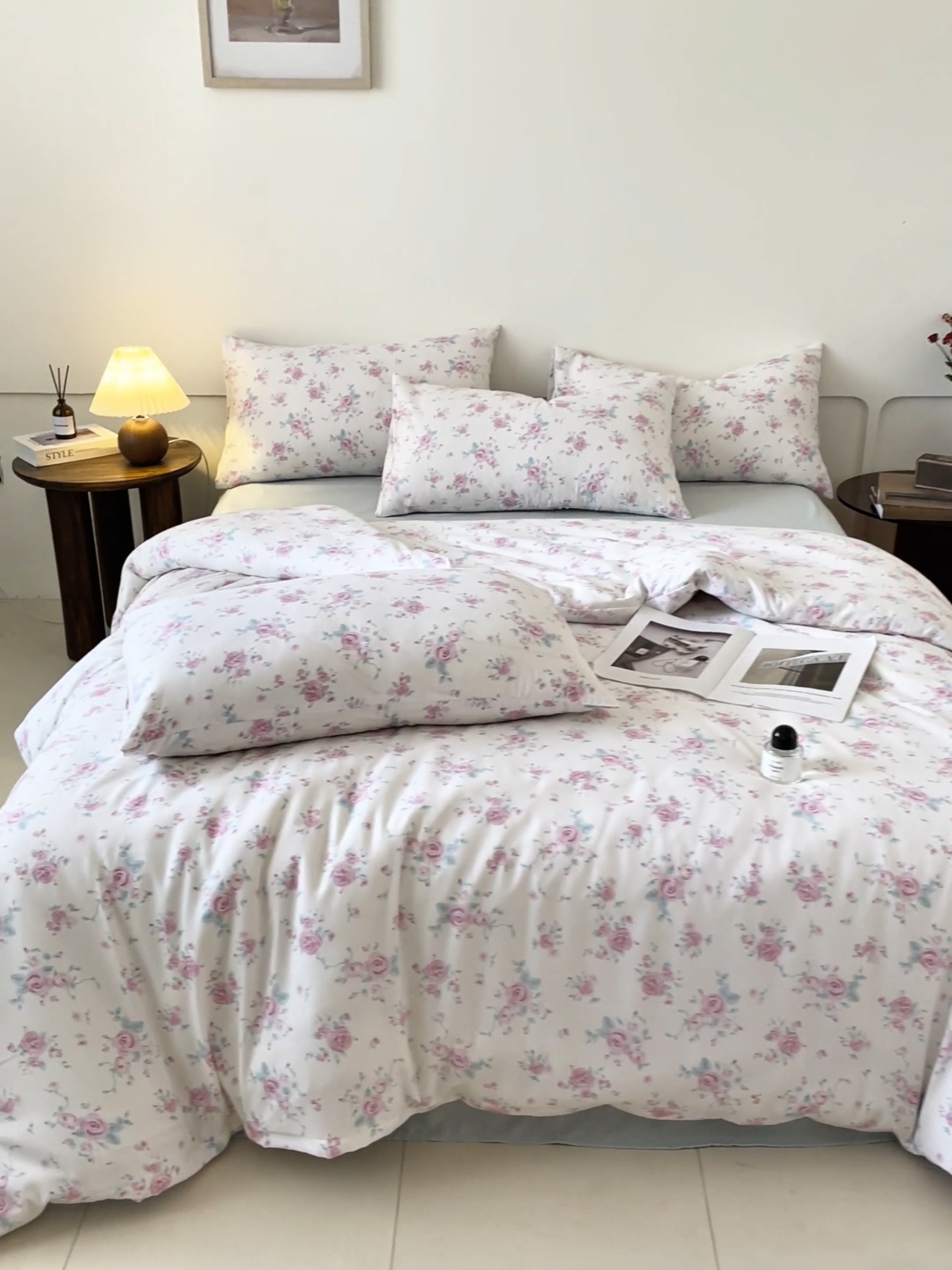 91家纺网 家纺一手货源 找家纺 诺梵家纺 2025新款有氧双层纱印花四件套 半亩花田