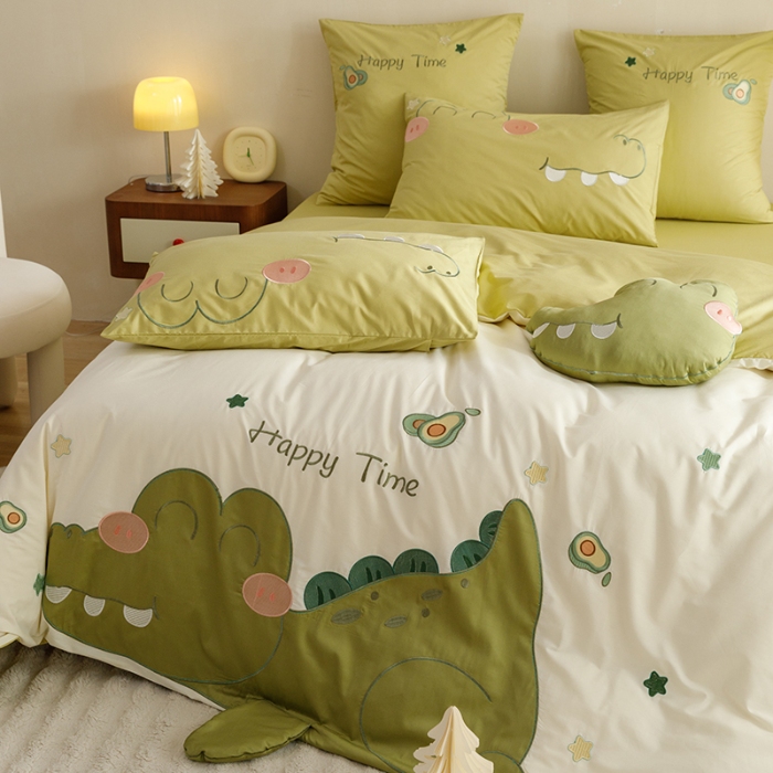 91家纺网 家纺一手货源 找家纺 （总）2025款A类全棉水洗棉贴布绣四件套全棉卡通儿童三件套公主上下铺床套件