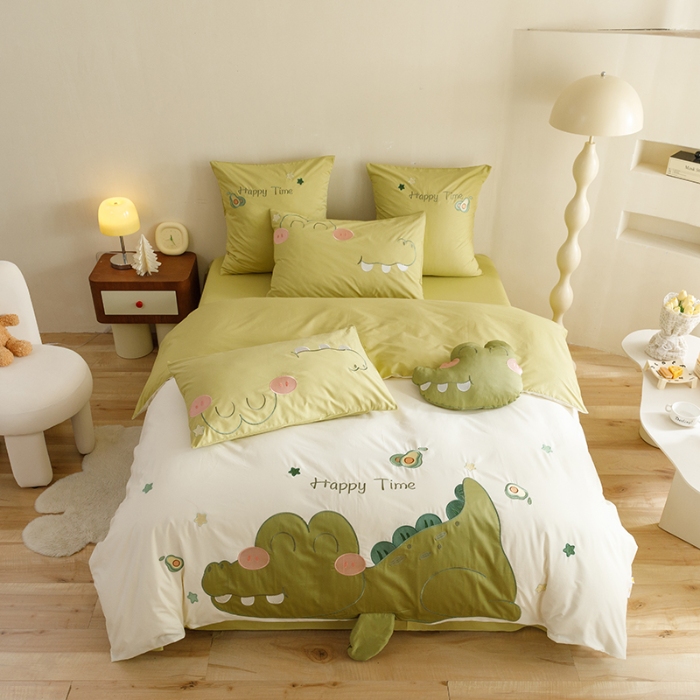 91家纺网 家纺一手货源 找家纺 （总）2025款A类全棉水洗棉贴布绣四件套全棉卡通儿童三件套公主上下铺床套件