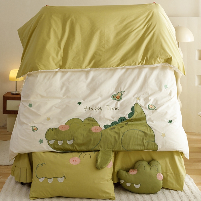 91家纺网 家纺一手货源 找家纺 （总）2025款A类全棉水洗棉贴布绣四件套全棉卡通儿童三件套公主上下铺床套件