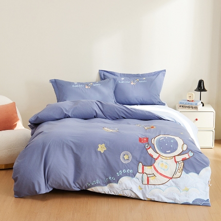 91家纺网 家纺一手货源 找家纺 （总）绒梦里2025年全棉A类40s水洗棉贴布绣花四件套儿童三件套上下铺床套件