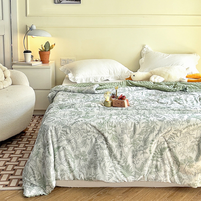 91家纺网 家纺一手货源 找家纺 （总）绒梦里2025A类高克重有氨印花凉感冰豆豆夏被直播爆款儿童学生夏凉被空调被