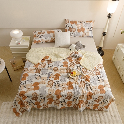 91家纺网 家纺一手货源 找家纺 绒梦里2025A类高克重有氨印花凉感冰豆豆夏被直播爆款儿童学生夏凉被空调被