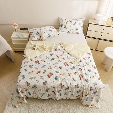 91家纺网 家纺一手货源 找家纺 绒梦里2025A类高克重有氨印花凉感冰豆豆夏被直播爆款儿童学生夏凉被空调被