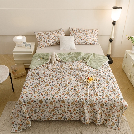 91家纺网 家纺一手货源 找家纺 绒梦里2025A类高克重有氨印花凉感冰豆豆夏被直播爆款儿童学生夏凉被空调被