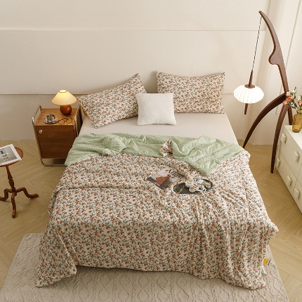 91家纺网 家纺一手货源 找家纺 绒梦里2025A类高克重有氨印花凉感冰豆豆夏被直播爆款儿童学生夏凉被空调被