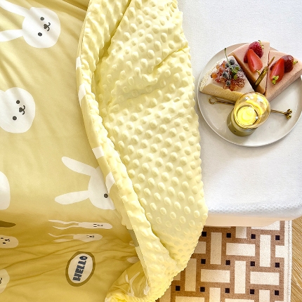 91家纺网 家纺一手货源 找家纺 （总）绒梦里2025A类高克重有氨印花凉感冰豆豆夏被直播爆款儿童学生夏凉被空调被