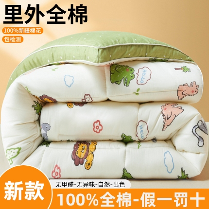 91家纺网 家纺一手货源 找家纺 帕拉美拉 2025新款全棉100%新疆棉花款小清新立体冬被学生被子被芯 森森乐园