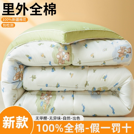 91家纺网 家纺一手货源 找家纺 帕拉美拉 2025新款全棉100%新疆棉花款小清新立体冬被学生被子被芯 蜜罐熊