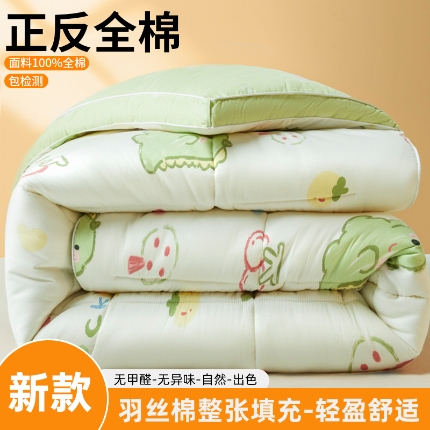 91家纺网 家纺一手货源 找家纺 帕拉美拉 2025新款100%全棉小清新立体冬被学生被子被芯 幸运独角龙