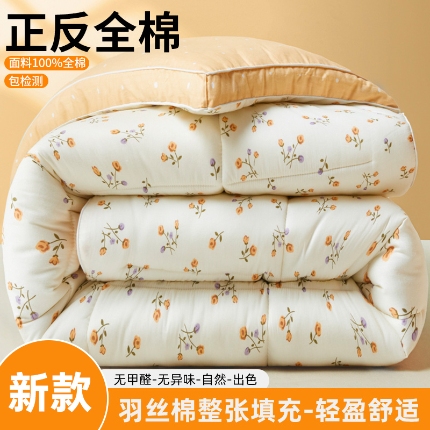 91家纺网 家纺一手货源 找家纺 帕拉美拉 2025新款100%全棉小清新立体冬被学生被子被芯 春色满园