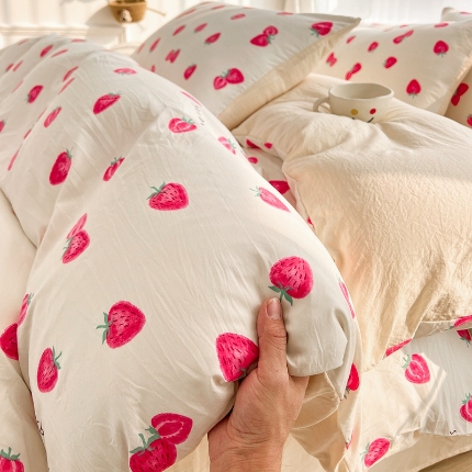 91家纺网 家纺一手货源 找家纺 （总）2025新洗水棉四件套ins萌兔卡通风亲肤磨毛学生三件套