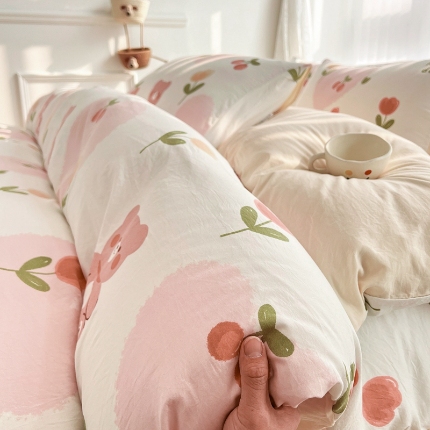 91家纺网 家纺一手货源 找家纺 （总）2025新洗水棉四件套ins萌兔卡通风亲肤磨毛学生三件套