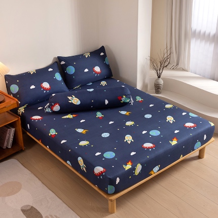 91家纺网 家纺一手货源 找家纺 漫仙阁 2025年新款磨毛单床笠 太空飞船