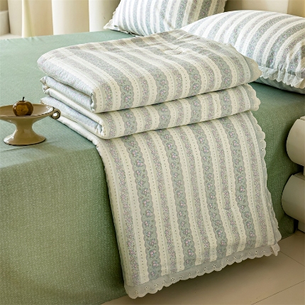 91家纺网 家纺一手货源 找家纺 （总）被窝家纺 2025新款全棉花边大豆夏被四件套纯棉夏被薄被（提供买家秀）