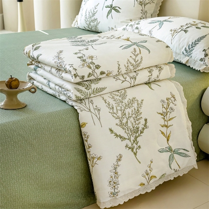 91家纺网 家纺一手货源 找家纺 （总）被窝家纺 2025新款全棉花边大豆夏被四件套纯棉夏被薄被（提供买家秀）