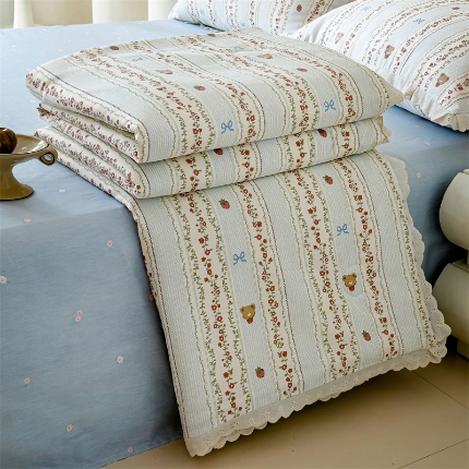 91家纺网 家纺一手货源 找家纺 （总）被窝家纺 2025新款全棉花边大豆夏被四件套纯棉夏被薄被（提供买家秀）