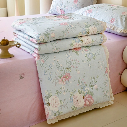 91家纺网 家纺一手货源 找家纺 （总）被窝家纺 2025新款全棉花边大豆夏被四件套纯棉夏被薄被（提供买家秀）