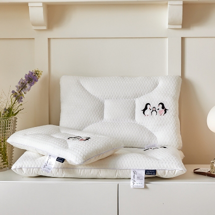 （总）2025新款 全棉亲子羽丝绒定位枕芯 儿童枕头学生护颈按摩枕芯