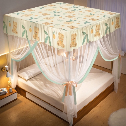91家纺网 家纺一手货源 找家纺 （总）家用落地式拉幕蚊帐 2025新款防尘卧室1.5/1.8米床