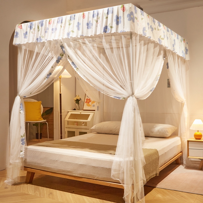 91家纺网 家纺一手货源 找家纺 （总）家用落地式拉幕蚊帐 2025新款防尘卧室1.5/1.8米床