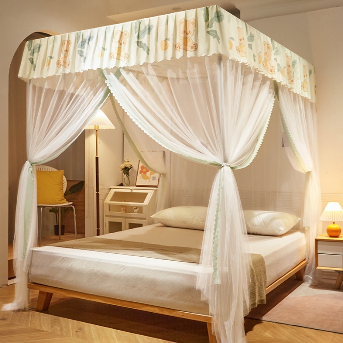 91家纺网 家纺一手货源 找家纺 （总）家用落地式拉幕蚊帐 2025新款防尘卧室1.5/1.8米床