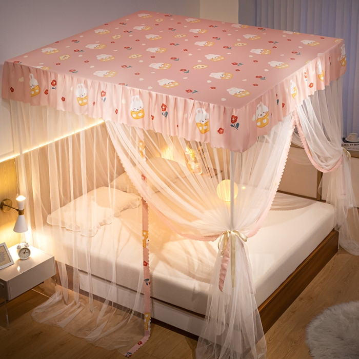 91家纺网 家纺一手货源 找家纺 （总）家用落地式拉幕蚊帐 2025新款防尘卧室1.5/1.8米床