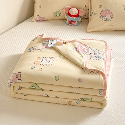 91家纺网 家纺一手货源 找家纺 （总）桃子家居  2025新款A类高品质牛奶针织棉软糯大豆夏被