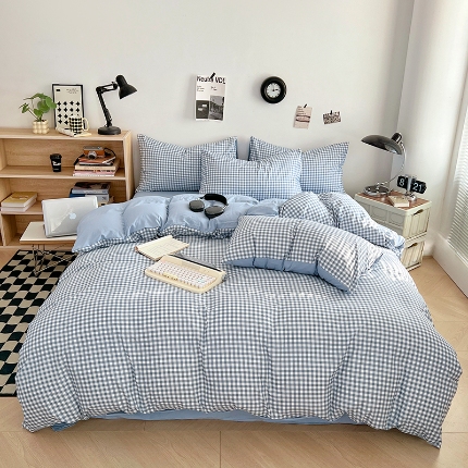 91家纺网 家纺一手货源 找家纺 （总）2025新款简约时尚无印风水洗棉四件套学生三件套床品套件